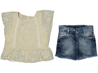  2/5 YAŞ GONCA DESENLİ BLUZLU TAKIM