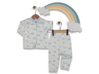 UNISEX 3/3 AY BEBE YAKA PUANLI YILDIZ TAKIM