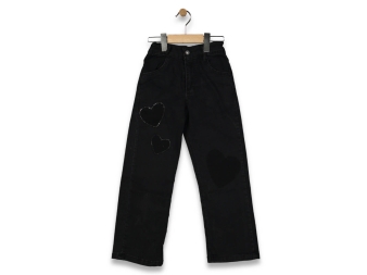 KIZ 6/10 YAŞ TAŞLI KALP BOYFREND KOT PANTOLON