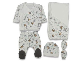 ERKEK 1/3 AY ZÜRAFA MAYMUN BASKILI ZIBIN SET 