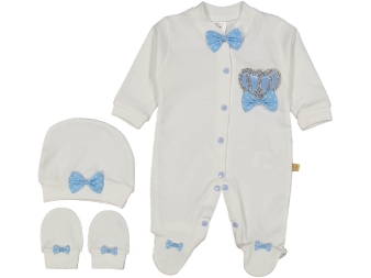 ERKEK 3/9 AY TAÇLI KRAL TAÇLI MAVİ TULUM SETİ 