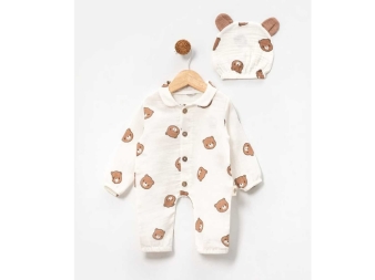 ERKEK 1/3 AY AYICIKLI MÜSLİN VE ŞAPKA TULUM 