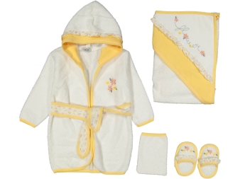 KIZ 1/12 AY ÇİÇEKLİ BORNOZ SETİ