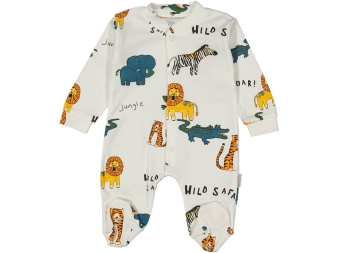 UNISEX 3/9 AY SAFARİ HAYVAN BASKILI MANŞETLİ TULUM 