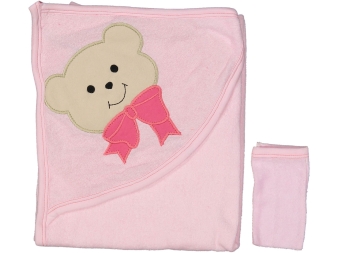 BEBE RENKLİ PAPYONLU AYI PENYE HAVLU SİLGİ 