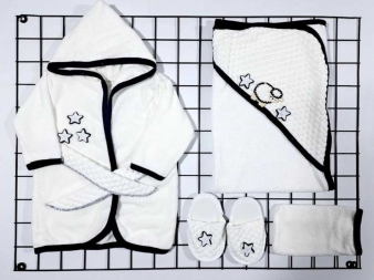 UNISEX 0/3 AY NOHUT KUZULU LÜX BORNOZ SETİ 