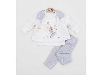 KIZ 3/9 AY ÖRDEKLİ 3LÜ YAKALI TAKIM 