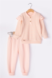 9/24 AY ÇİZGİLİ FIRFIRLI ARMALI KIZ TAKIM