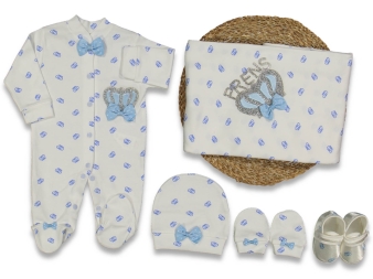 ERKEK 3/3 AY KRAL TAÇ BASKILI BATTANİYELİ SET