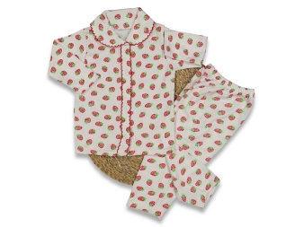 KIZ 1/3 AY RAPORLU OYALI ÇİLEKLİ ÇITÇITLI PİJAMA