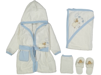 UNISEX 1/3 AY KUZU NAKIŞLI BORNOZ SET