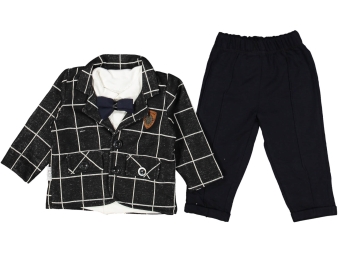 ERKEK 9/18 AY ARMALI KARELİ CEPLİ CEKETLİ 3 LÜ TAKIM