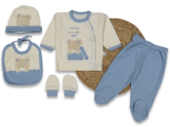 ERKEK 1/3 AY SANDIK  AYI NAKIŞLI 5Lİ ZIBIN SET 