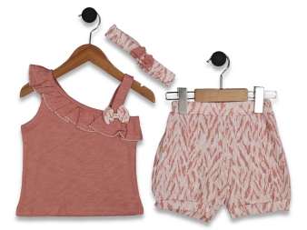 KIZ 2/5 YAŞ BANDANALI ŞORTLU TAKIM